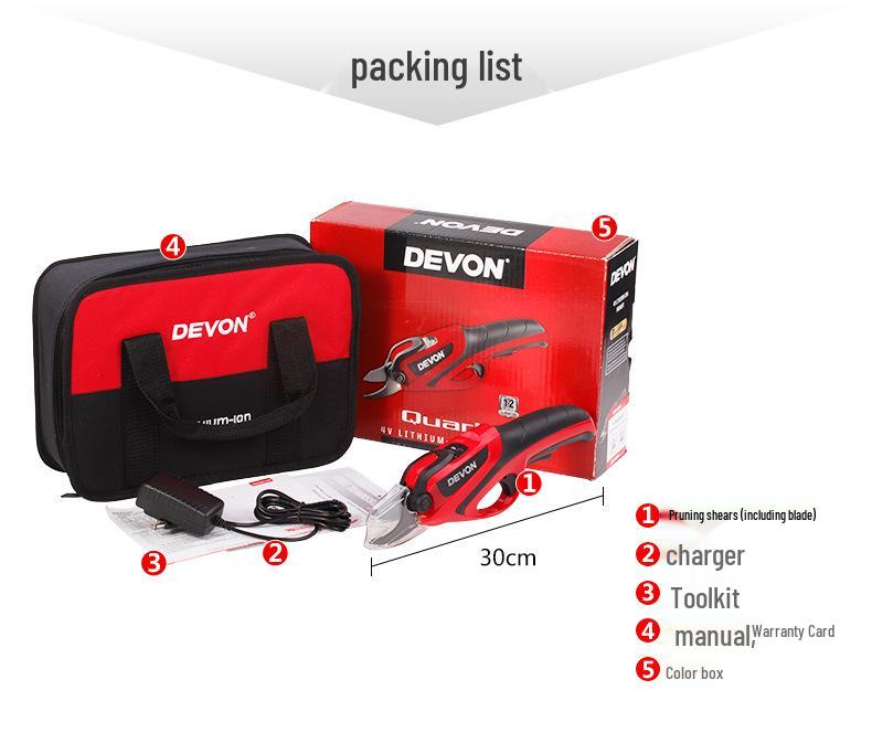 DEVON 8301 Cordless Electric Pruning Shears with Lithium Battery for Gardening and Floral Art.
