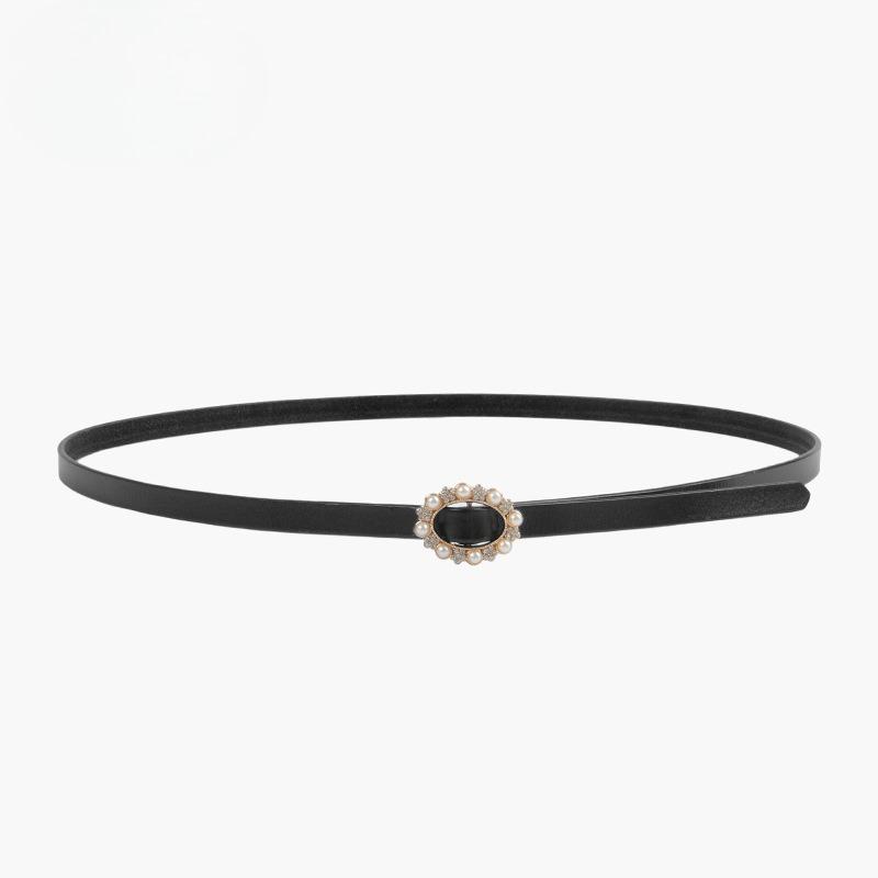 A Slim Belt for Women with Inlaid Pearls, A Simple, Hole-free, Knotted Belt Paired with Casual Pants and A Dress for Women