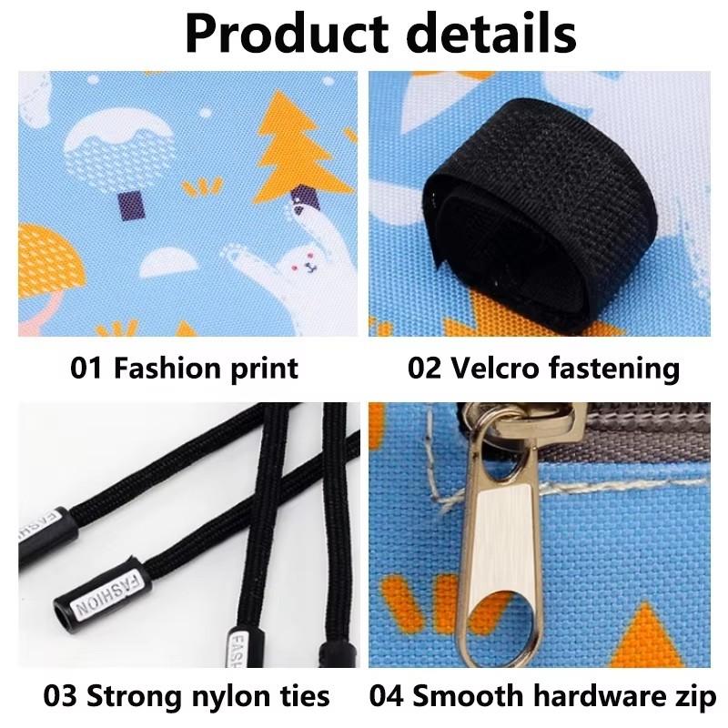 Baby Stroller Organizer Bag, Large Capacity Cartoon Print Mummy Bag, Portable Hanging Storage Caddy with Bottle Holder for Travel
