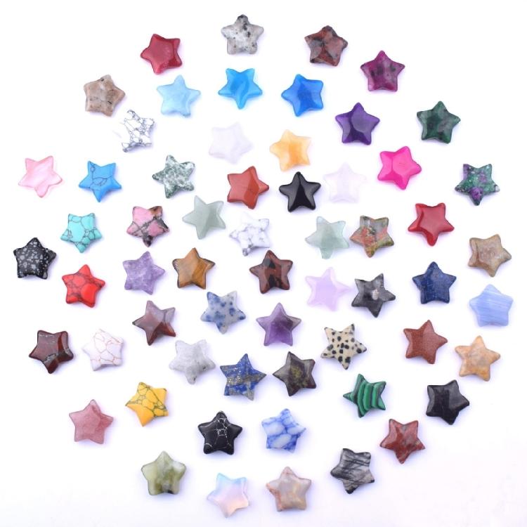 20Pcs Colorful Miniature Star Ornament 20x20mm Tiny Stone Star Decoration For Tabletop Bookshelf Festival Decoration