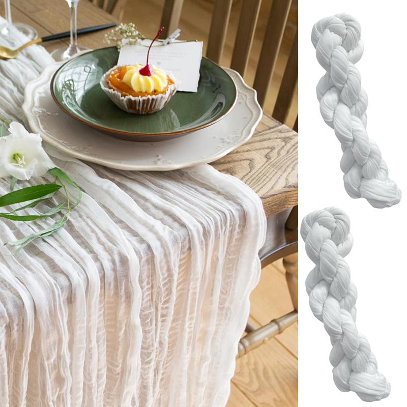 

90x300cm Brown Cheesecloth Table Runners Boho Sheer Tablecloth for Wedding Shower Birthday Bridal Party Home Dinning Decoration 90x300cm белый