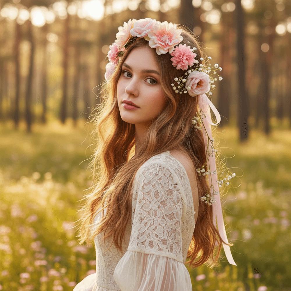 Bohemia Style Simulation Wreath Simulation Flower Wedding Headwear Luxury Flower Headband  Party