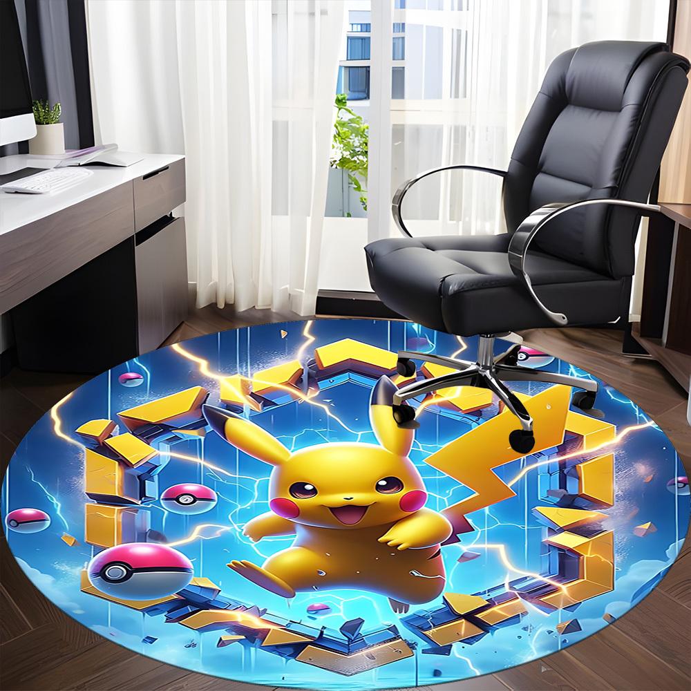 1pc Pikachu, Pokémon Chair Carpet for Office Non-Slip,Machine Washable Rug for Office, Room - Holiday Decor - Machine Made yy251017295
