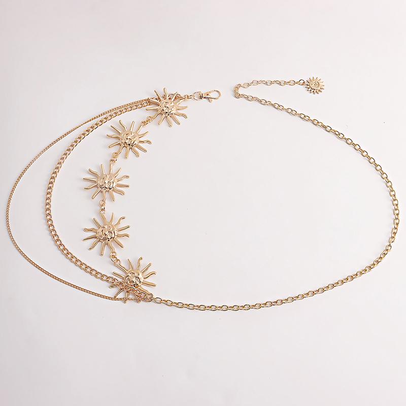 Wielowarstwowe Punk Gothic Moon Sun łańcuszek w talii metalowe paski dla kobiet sukienka biżuteria łańcuszek w talii paski