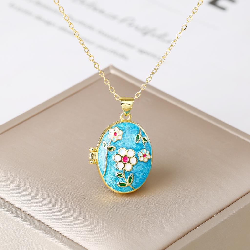 Luxury Enamel Art Handcrafted Rose Flower Pendant Necklace Creative for Women's Girls New Fashion Party Wedding Jewelry Gift