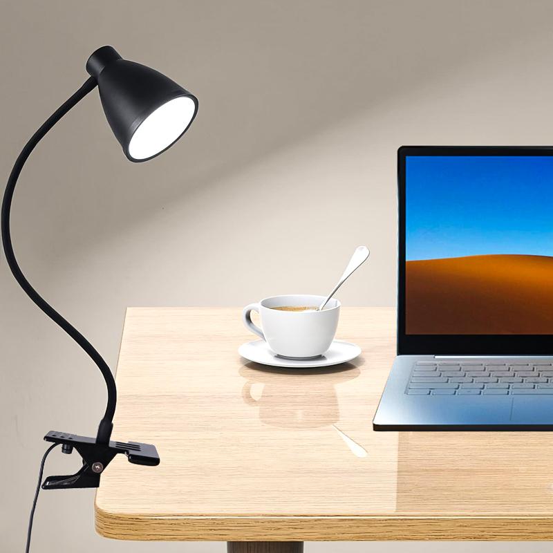 

Clamp Desk Lamp, Clip on Reading Light, 3000K-6500K Adjustable Color Temperature Eye-Caring for Home Office Bedside Reading чорний