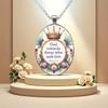 A Christian faith reminder pendant necklace. Hebrews 11:6 God rewards those who seek him. Time gem suitable for men and women to wear as a gift.