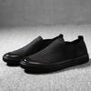 European Designer New Shoes for Men Knit Casual Shoes Breathable Flat Skateboard Shoes Street Cool Black Slip-on Loafers
