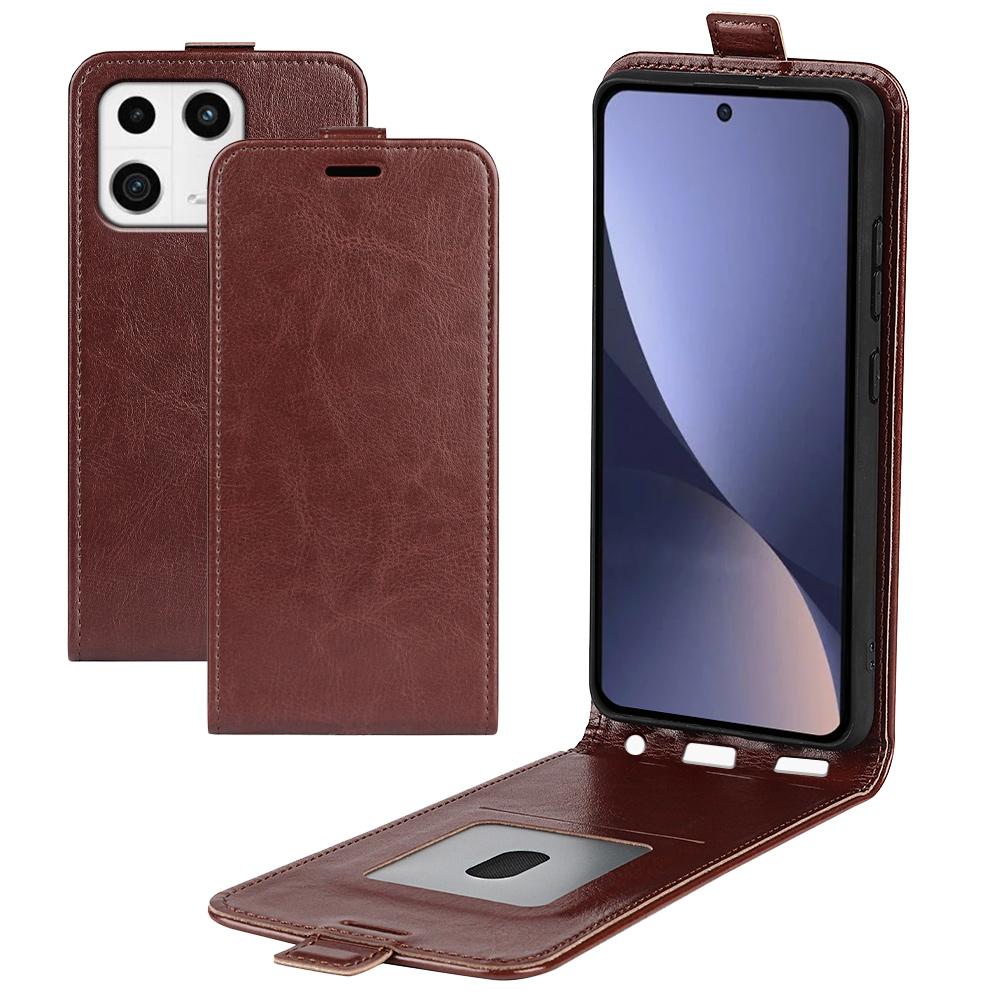 Cell Phone Cover For Xiaomi 13 5G,Vertical Flip Leather Crazy Horse Texture Protective Phone Case Card Holder