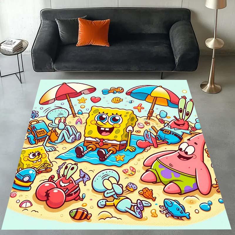 3D S-SpongeBob Patrick Star Cartoon Carpet Rug for Playroom Bedroom Living Room Sofa Home Decor,kids Area Rug Non-slip Floor Mat