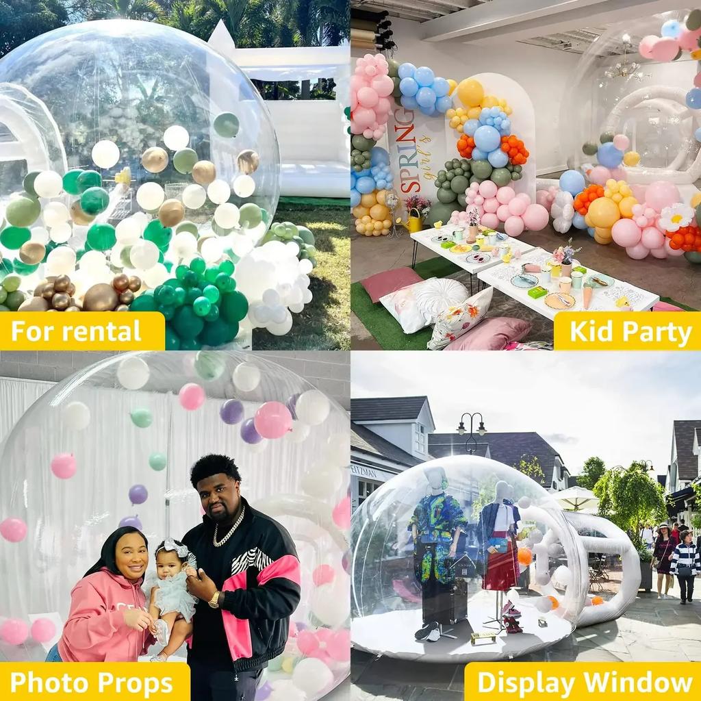 Inflatable Bubble House Clear PVC Dome Tent with Blower Quick Inflation 3-5 Min for Kids Party Backyard Garden Outdoor Play CE EN71 Certified