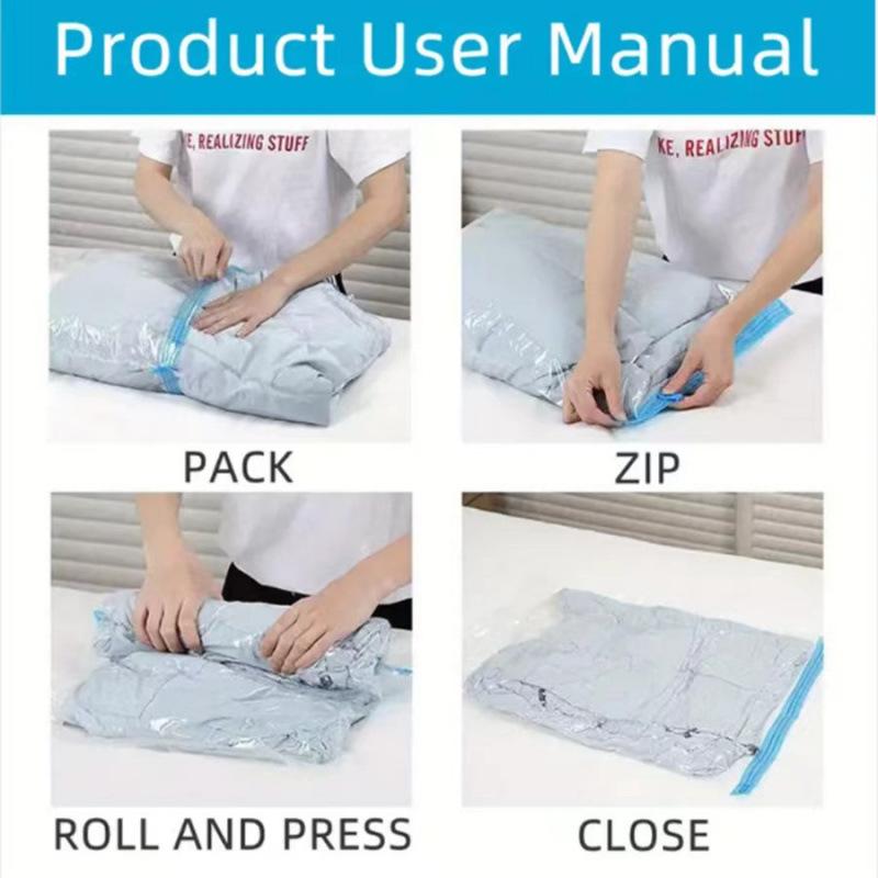 5pcs Roll Type Vacuum Compression Bag Luggage Specific Travel Storage Pouch Space Saving Folding Bags Moisture-proof and Dust-proof Clothing Pouchs
