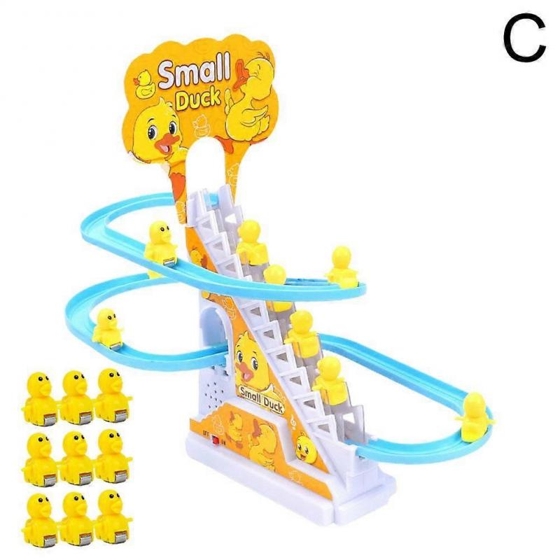 Duck Climbing Toy Electric Musical Stair Slide Track with Flashing LED Lights Educational STEM Toy for Kids