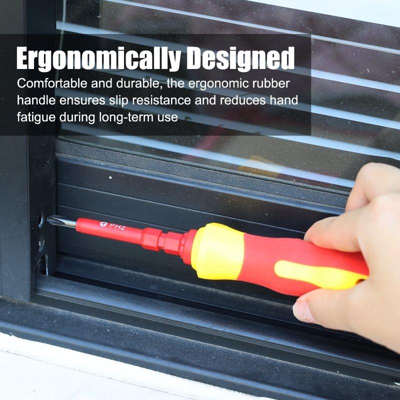 Mehrzweckschraubendreher 3 in 1 Isolierter Schraubendreher PH0 PH2 Elektriker Schlitz Kreuzschraubendreher Bit Werkzeuge Autowerkzeugsatz