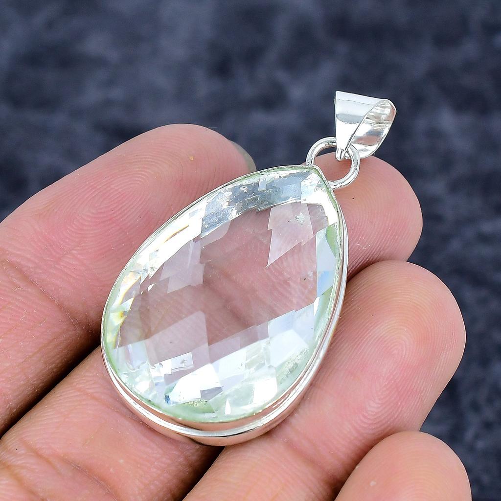 Tsavorite Gemstone Handmade 925 Sterling Silver Jewelry Pendant 1.89" M-3263