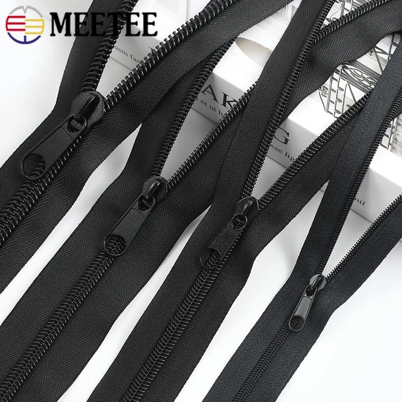 Meetee 2-5Meters 3#5#8#10# Nylon Zip By Meters + Zips Sliders Plastic Roll Zipper Bags Coat Tent Zippers Closure DIY Accessories