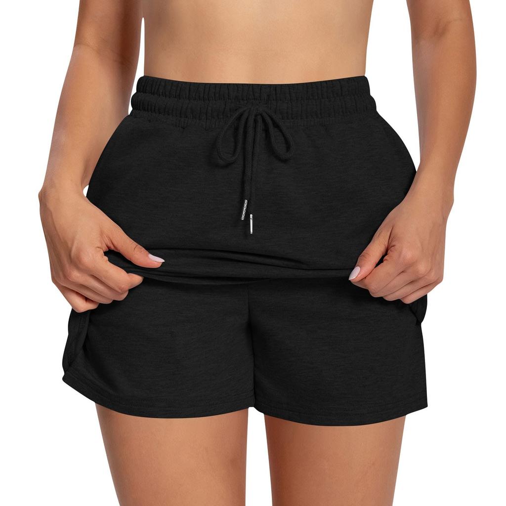 Women’s Drawstring Waist Casual Shorts Soft Fabric Relaxed Fit Elastic Waistband Lightweight Summer Lounge Shorts