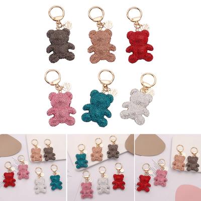 Rhinestone Bear Keychain Pendant Car Keyring Hanging Ornament Cartoon Bear Phone-Charms for Handbag Purses Decorations