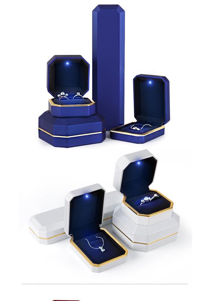 LED Light Lacquer Jewelry Box for Pendants, Bracelets, Rings, Charms, Bangles, Diamonds, Necklaces, and Couple Rings.