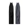 Summer Women's Pleated Decorative Viscose Blended Hanging Collar Silk Satin Texture Sleeveless Dress 3068965