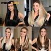 FREEDOM Synthetic Lace Front Wigs For Women 9x6 Pre Plucked Straight Layerd Wig 24" Ombre Blonde Pre Cut Wear And Go Lace Wigs