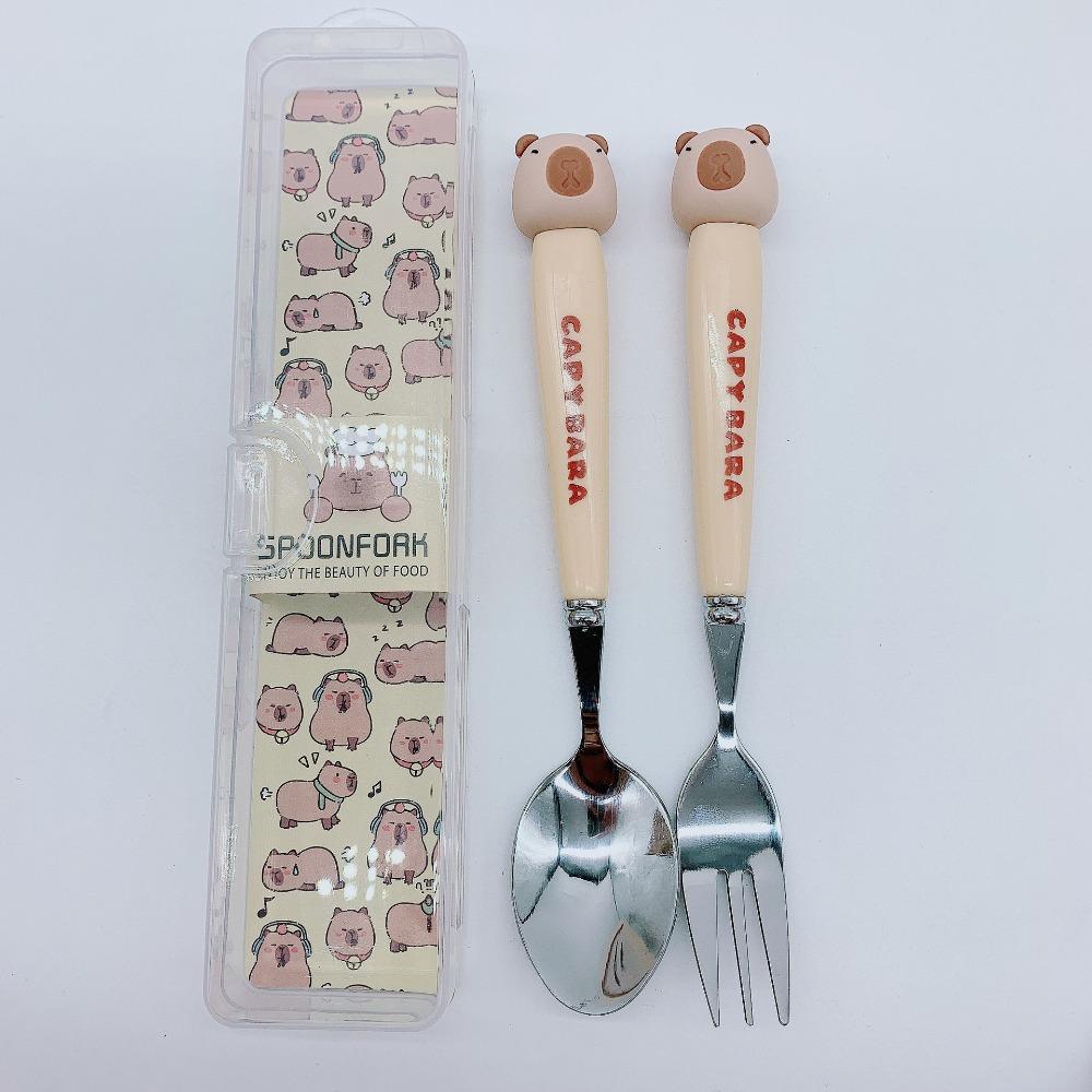 

Наборы столовых приборов из нержавеющей стали, вилки, ложки, дорожные переносные кухонные принадлежности, набор столовых приборов Capybara D