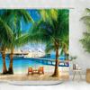 Paesaggio Marino Tenda da Bagno Doccia Tenda da Doccia Tropicale Oceano Spiaggia Foglia di Palma Lavabile Tende da Bagno Tessuto in Poliestere Decorazione per la Casa
