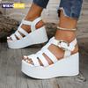 Summer Ankle Buckle Women Wedge Sandals Patchwork Platform Sandals Breathable Comfort Non-slip Soft Sole Gladiator Shoes Women
