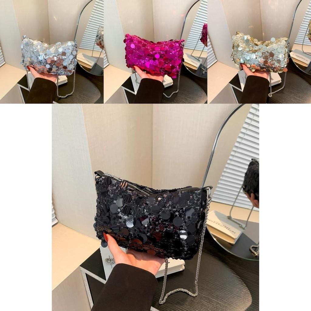 Stilvolle Koreanische Pailletten-Abendtasche Für Damen In Gold Silber Knallpink Und Schwarz 2024