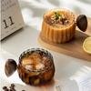 200ml Stripe Heat-resistant High Boron Silicon Glass Coffee Mug With Wooden Handle Ice American Latte Cup Breakfast Milk Tea Cup