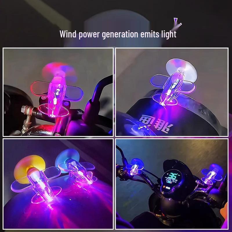 Colorful LED Wind-Powered Car and Motorcycle Ornaments