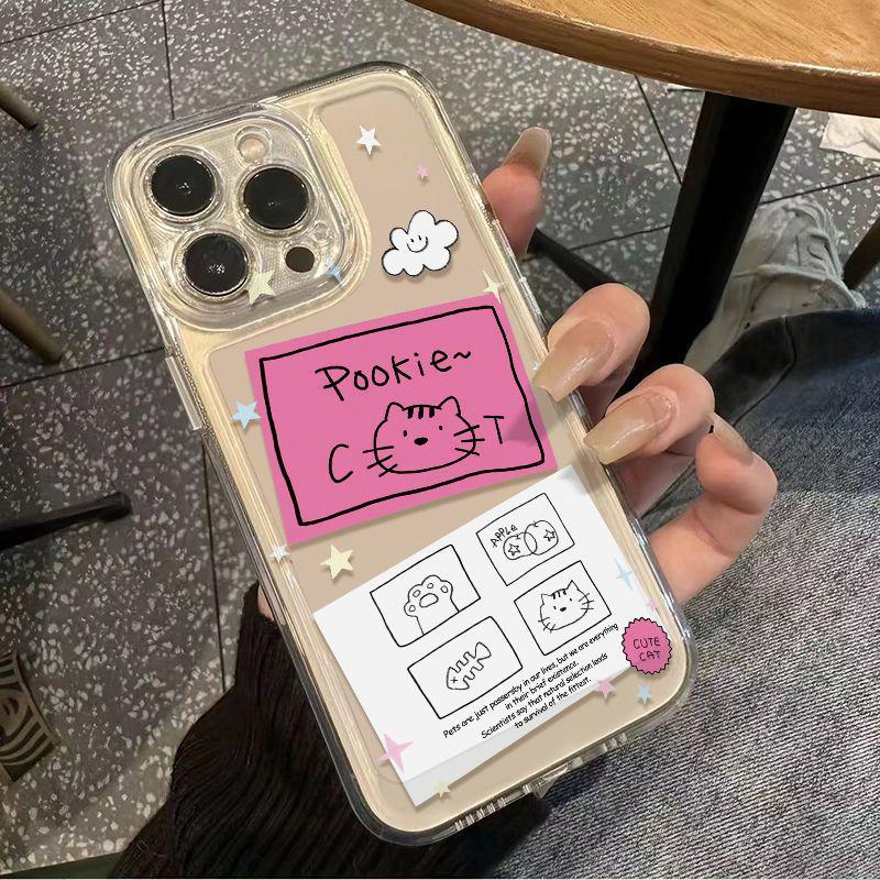 

Cloud Kitten Label: Compatible Transparent Soft Case for Apple 15 Pro, 16, 17, and 17 Pro Max Apple 16
