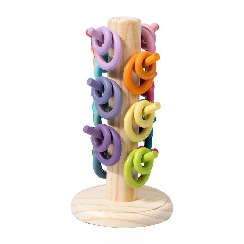 

Wooden Color Sorting Rainbow Tree Educational Toy For Toddler Cognitive Development Macaron