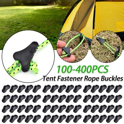 100-400PCS Camping Tent Rope Buckles Cord Tightener Tools Fastener Adjuster Non-Slip Rope Camping Portable Outdoor Elements