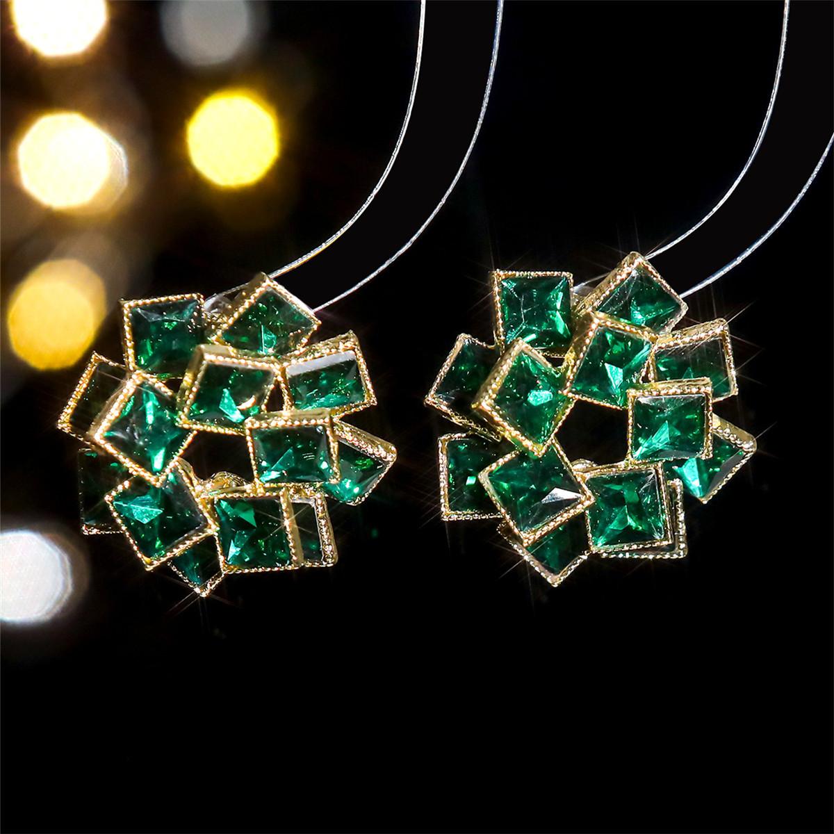 

Luxury stained glass rhinestone earrings