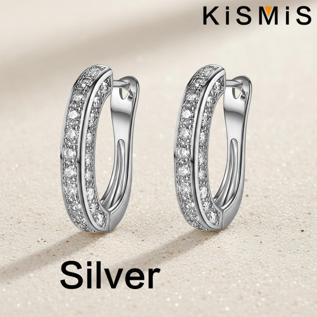 

Fashion Sparkling U-Shape Zircon Gemstone Hoop Earrings Gold Silver Rose Gold Trendy Jewelry серебряный