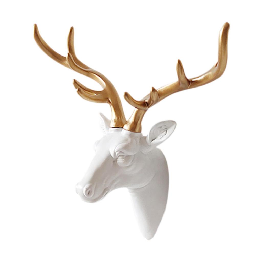 Deer Head Wall Hanging Ornament Office Fireplace Gift Housewarming for Home Decor Collectible Resin Sculpture Hanging Pendant