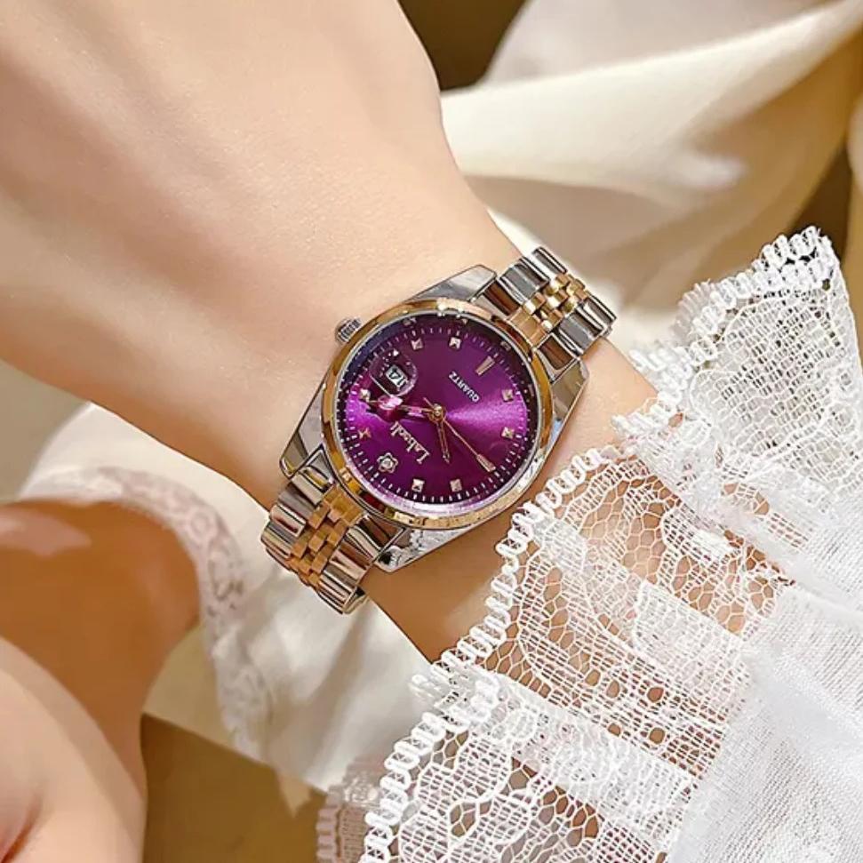 Women Dress Watch Steel Bracelet Ladies Analog Quartz Minimalist Waterproof Wrist Watch Birthday Gift