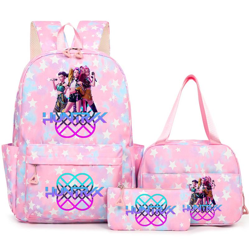 3Pcs/Set KPop Demon Hunter School Bags Girls Teens Rumi Mira Zoey Youth School Backpack Travel School Students Laptop Backpack