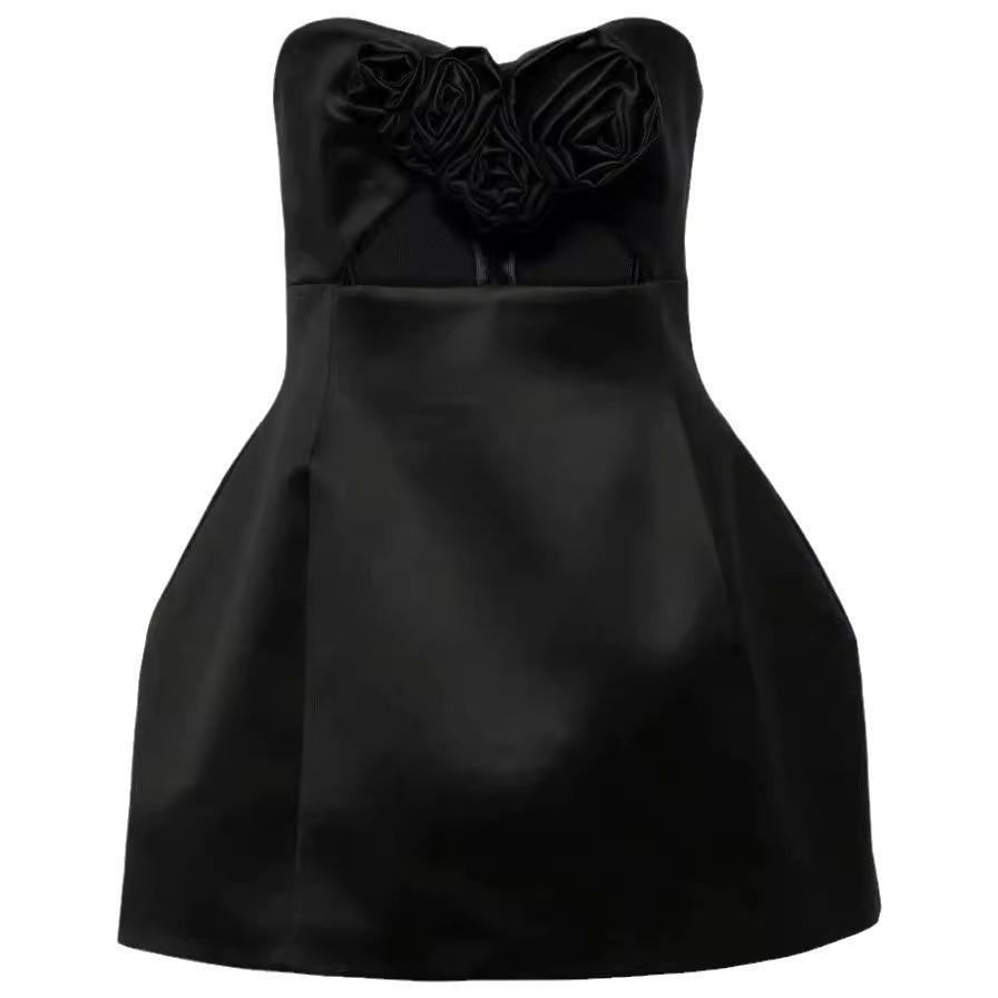 Korean Flower Slim Tube Dress, Summer 2024 - Stylish OL A-line Skirt with Hollow Design