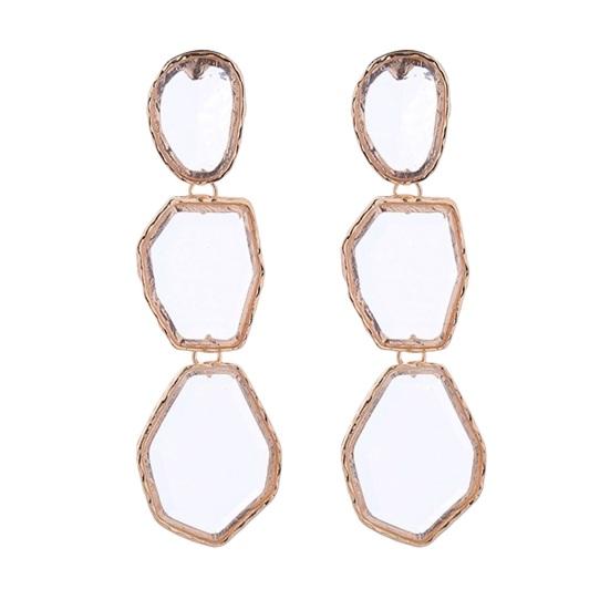 1 Paar lange hängende Ohrringe für Damen, unregelmäßige geometrische Form, Kunstharz, mehrschichtig, glatt, galvanisiert, Ohrschmuck für Damen, Abschlussball, Cocktailparty