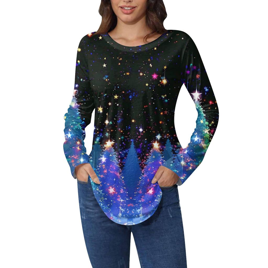 Tee Shirts For Women Fall Casual Long Sleeve Shirts Sweatshirt Vintage Graphic Printing Top Pullover Valentine's Day