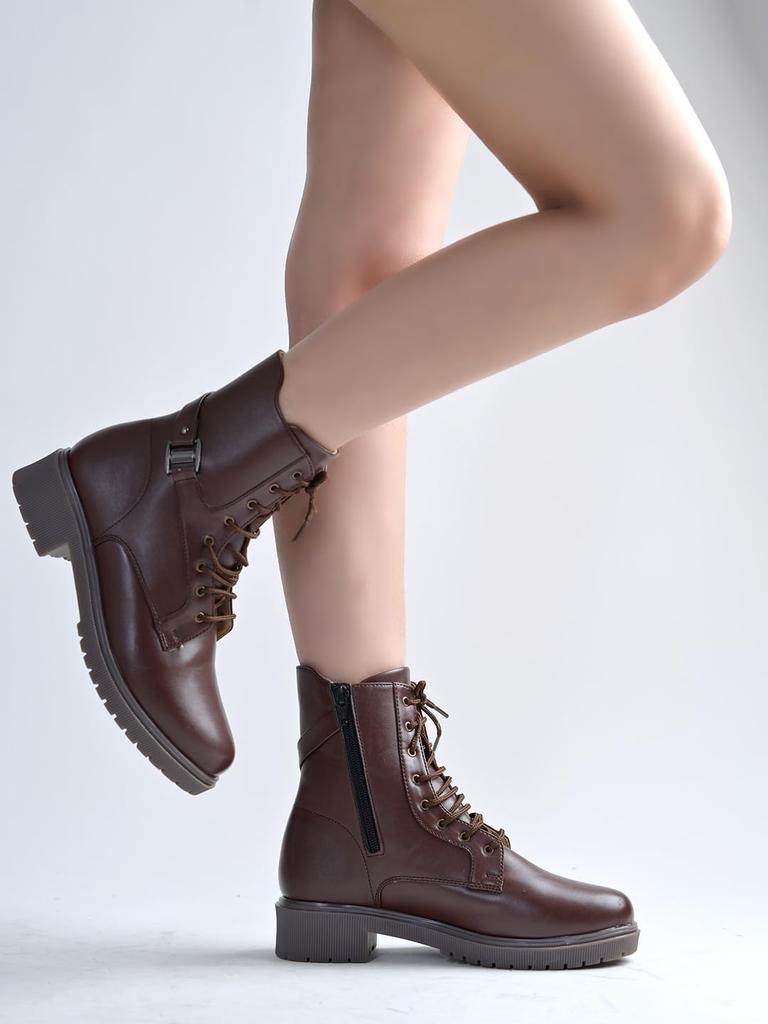Shoetopia Womens  Chunky Heel Short Booties with Non-Slip Sole, Comfortable Trendy Ankle Boots | Soft Cushioned Sole | Casual, Party & Winter Wear