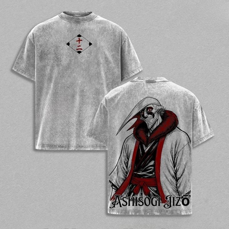 Hot Anime BLEACH Kurotsuchi Mayuri Print T-shirt Men Women Short Sleeve Clothing Cotton Tshirt Retro Washed T Shirt Manga Tops S