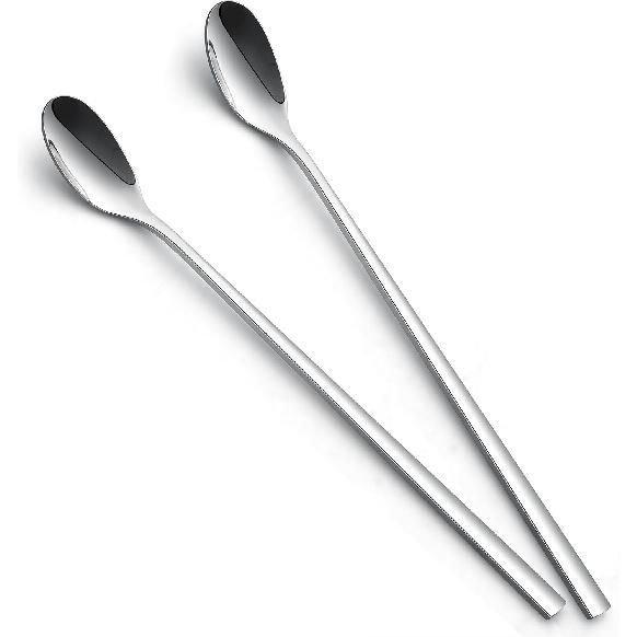 AOOSY Long Handle Spoon, Coffee Stirrers, 9-inch Ice Tea Spoon,Premium 18/10 Stainless Steel Iced Teaspoon for Mothers Milks Tea Mixing Cocktail