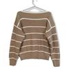 FOXEY 24 Year 44134 Beige X White Cotton Knit Top Olivia Stripe Knit Pullover Tops 40 Beige X whiteUsed