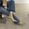 Pointed Heel High Heel Boots Pile Boots Pleated Boots Women's Medium Boots Knight Boots Western Short Boots
