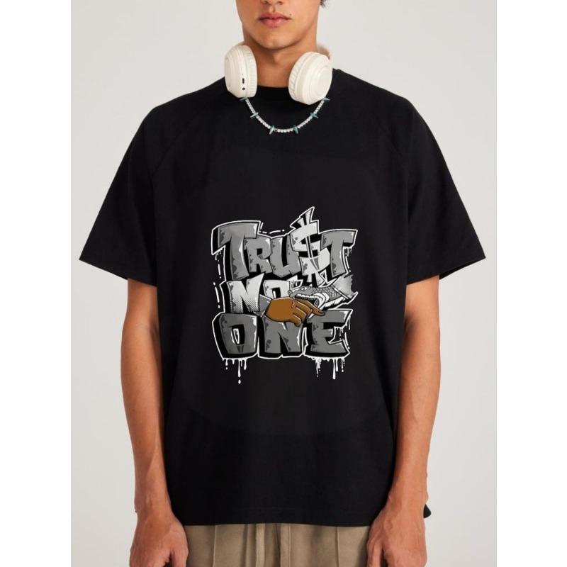 

T Shirt White Trust No One Graffiti Print Streetwear Fashion Casual Wear XXXXL чёрный