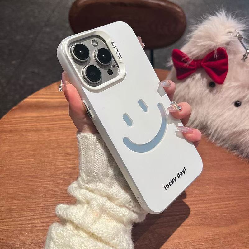 The new simple smiley face is suitable for iphone17 mobile phone case Apple 15promax/16 Europe and America 13pro12/11x.