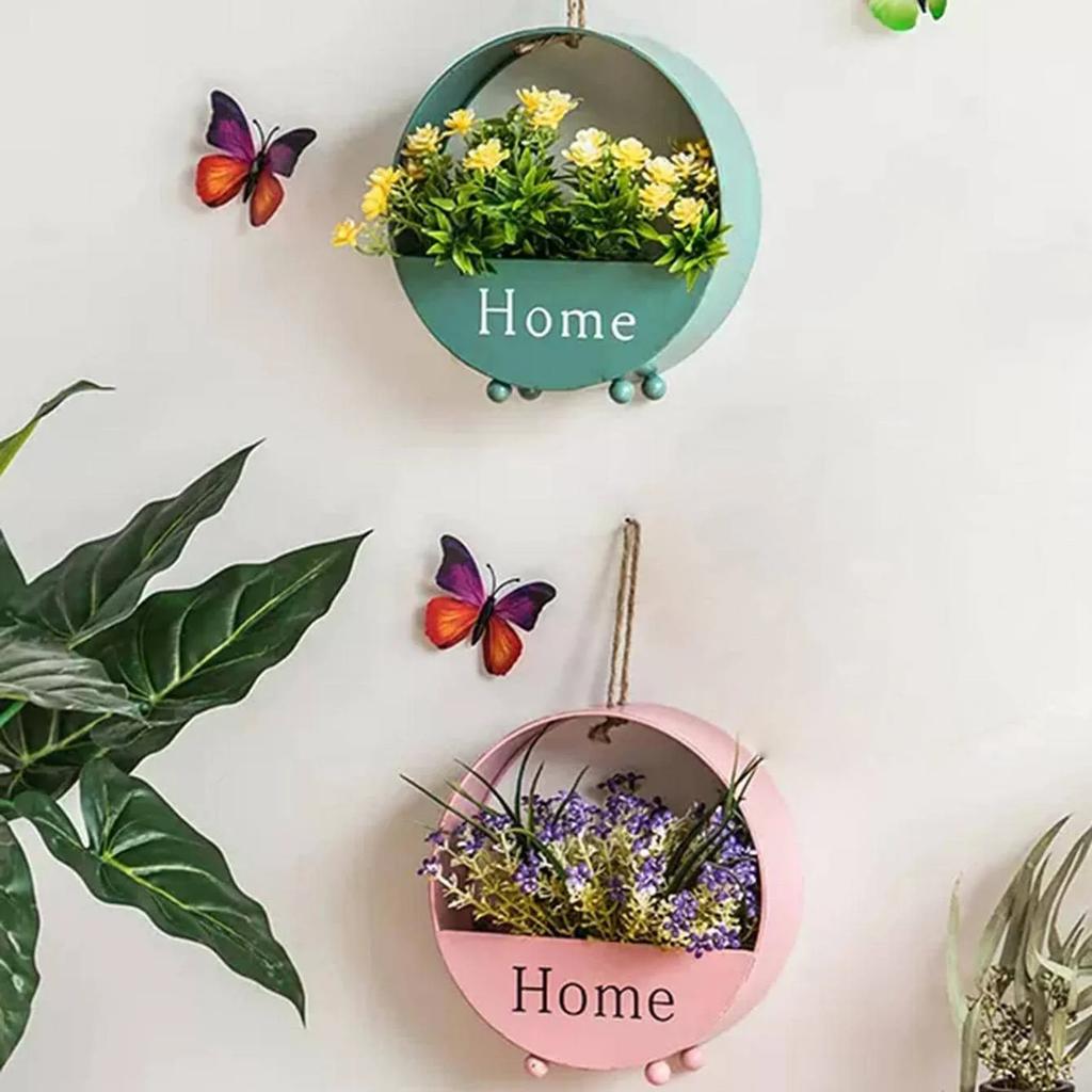 1pc-Wall Hanging Planter Oblate Flower Vase for Hydroponics Plants Home Office Living Room Decor